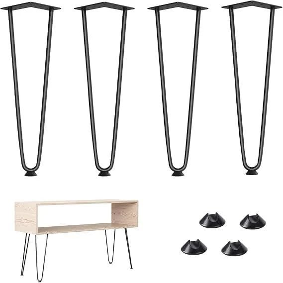 Industrial Style Hairpin Furniture Legs (Set of 4) | Matte Black Finish | DIY Furniture Restoration