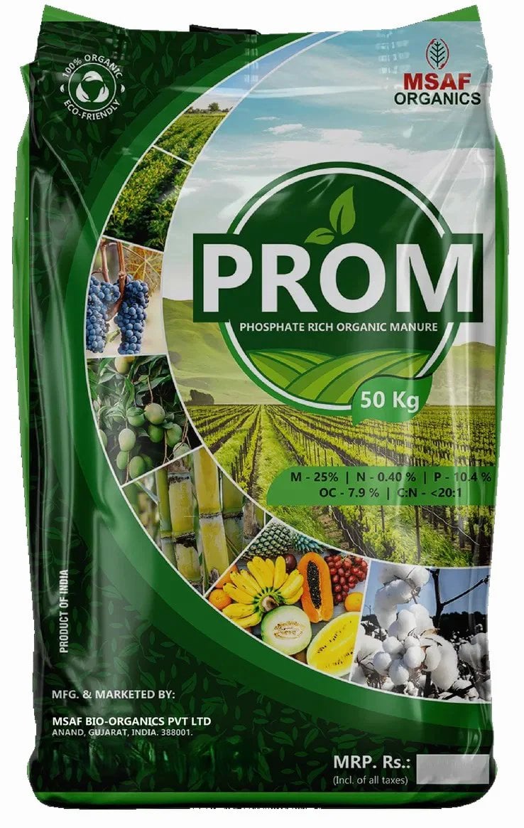 MSAF Organics PROM Phosphate Rich Organic Manure (50 Kg) | Soil Enrichment | Agriculture & Farming