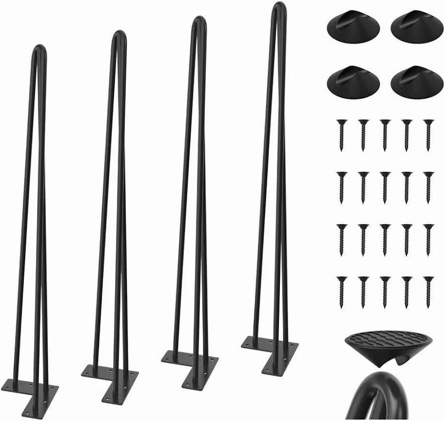 Mid-Century Modern Hairpin Furniture Legs (Set of 4) | Matte Black Finish | DIY Furniture Restoration